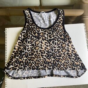 Cato‎ Leopard Print Tank Top & Skirt Sleeveless Casual Black Trim Size L